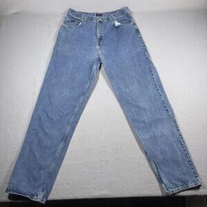 Vintage Tommy Hilfiger Jeans Mens 36x36 Blue Denim Straight Leg Flag Patch